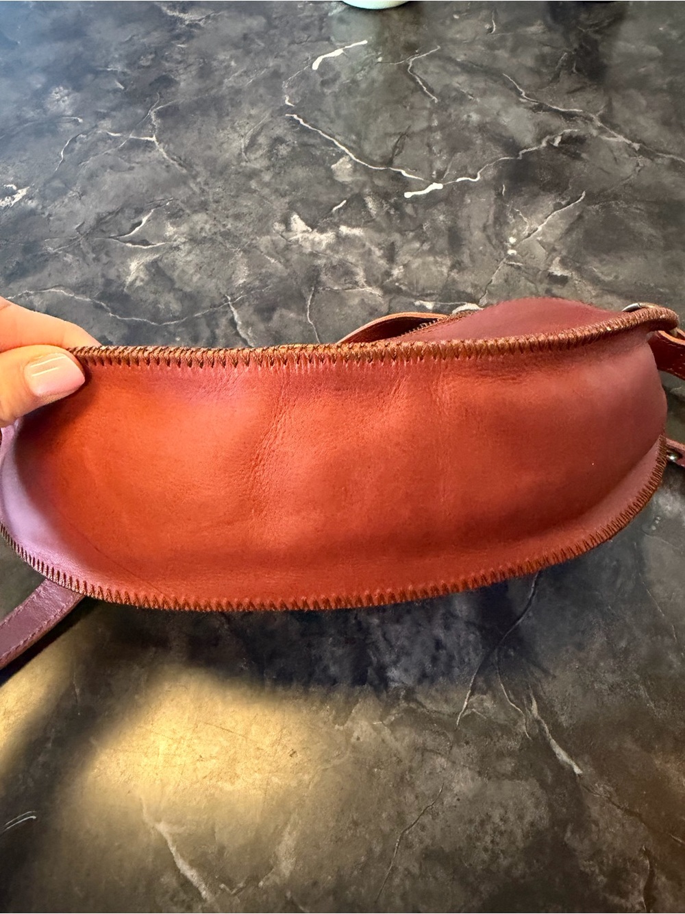 Lyons Leather Half-Moon Crossbody Bag in Cognac Brown Queen Bee - Picture 3 of 7